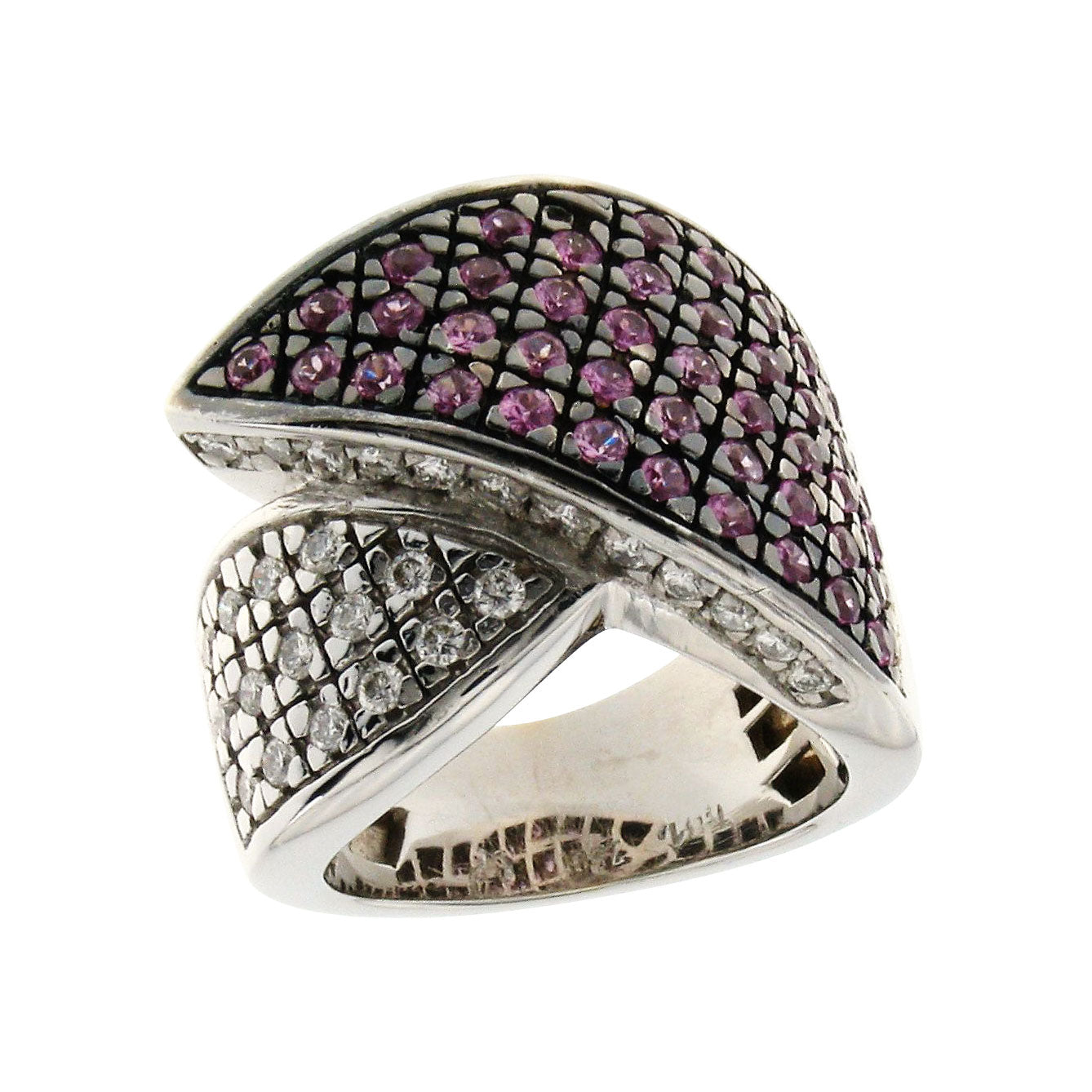 Ring 18Kt Wg & Diam.Br.FG/VS-Si 0,54CT & Pink Sapphires  1,31CT