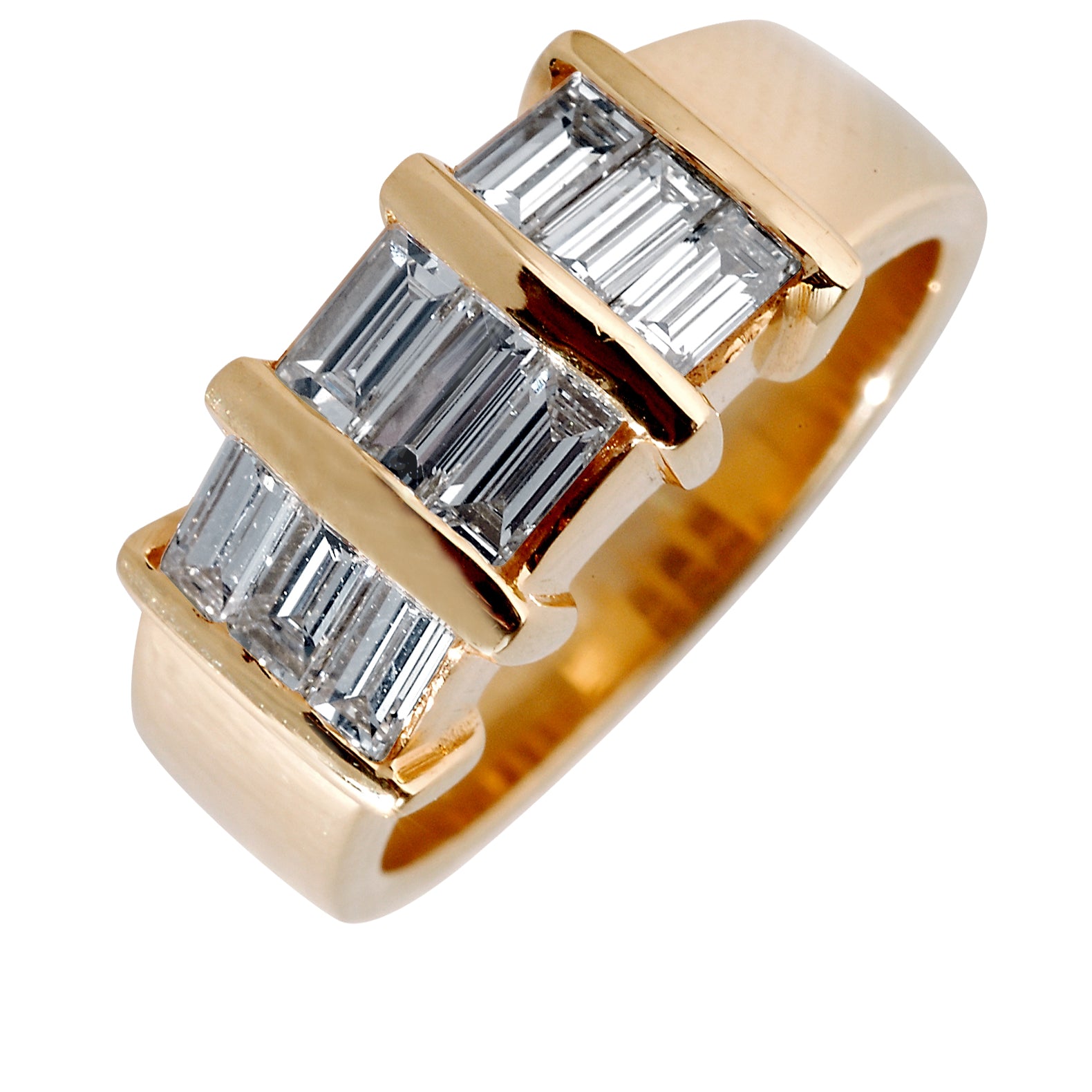 Ring 18kt Yg,Diam.Baguette H/VS1,1.03ct