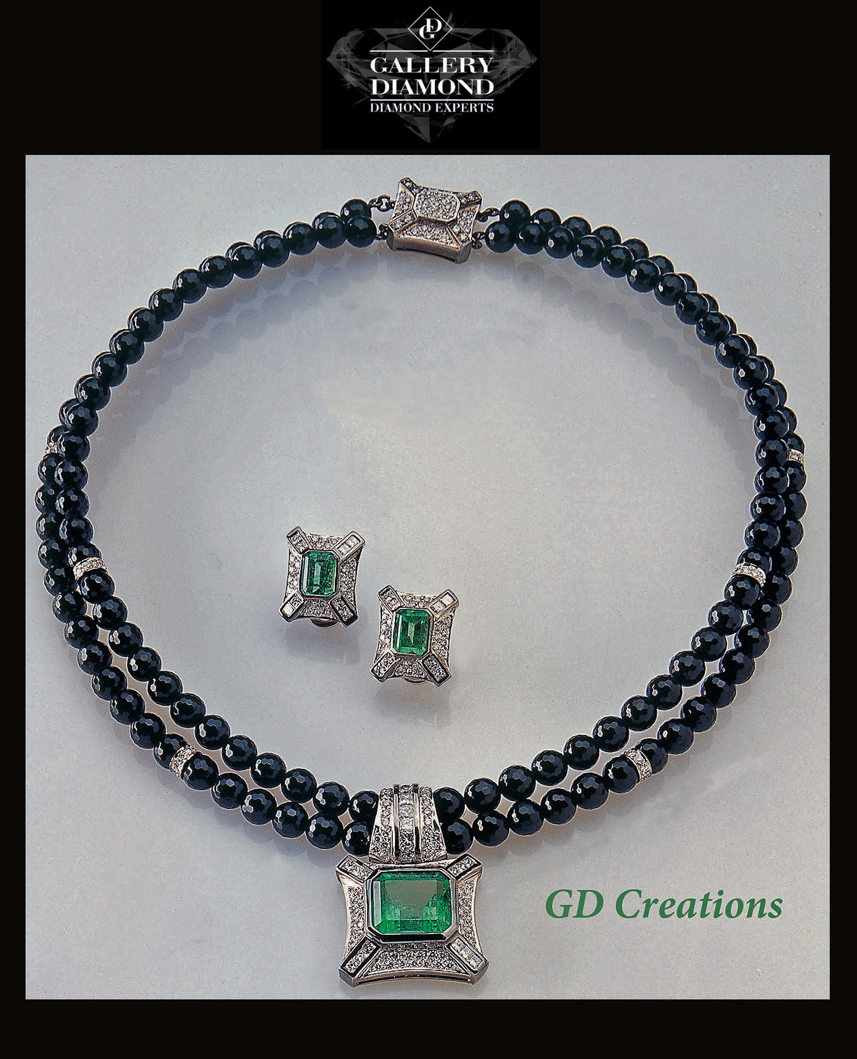 Necklace 18kt Wg,Emerald Colombian Center 8.95Ct,Diam.Princ.H/VS1 1.21Cts&Diam.Br,FG/VS-Si 2.16ct