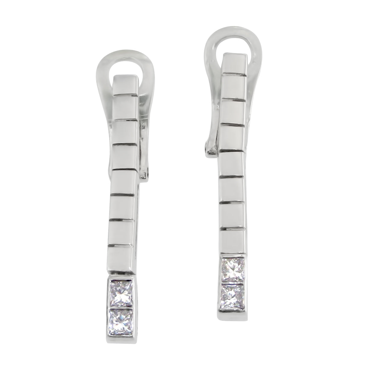 Earrings 18kt Wg & Diam. Princess, H/VVS,0,42ct